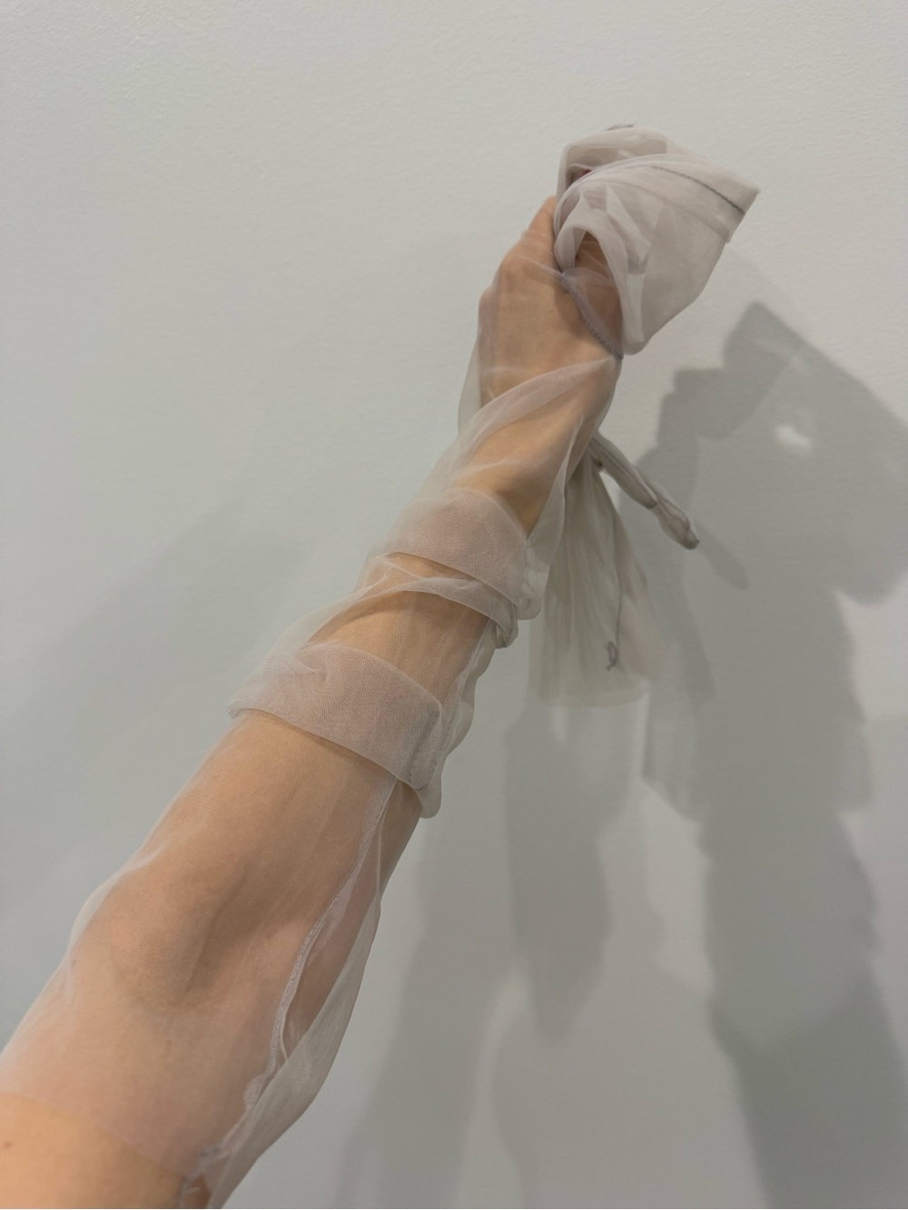 Sheer Long Gloves in Rich Light Gray Taupe - Picture 9 of 14